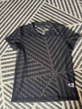 Sheer Black Geometric Mesh Top
